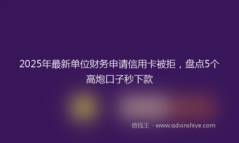 2025年最新单位财务申请信用卡被拒，盘点5个高炮口子秒下款