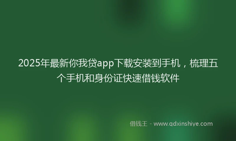 2025年最新你我贷app下载安装到手机，梳理五个手机和身份证快速借钱软件