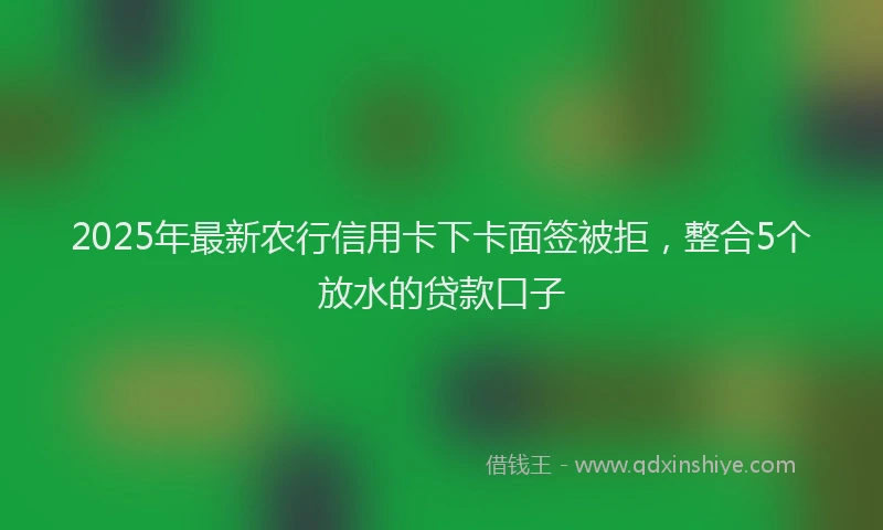 2025年最新农行信用卡下卡面签被拒，整合5个放水的贷款口子