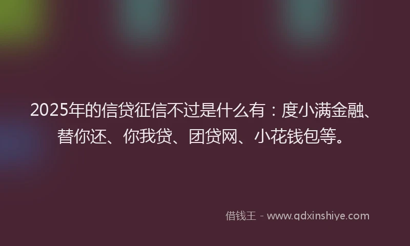 2025年的信贷征信不过是什么有：度小满金融、替你还、你我贷、团贷网、小花钱包等。