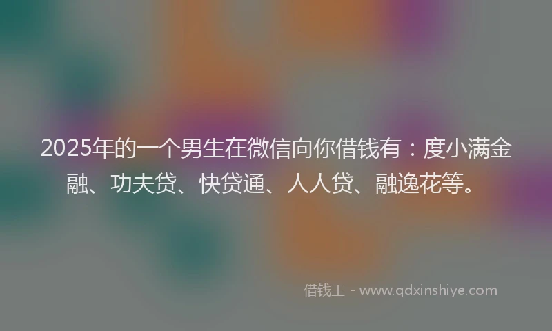 2025年的一个男生在微信向你借钱有：度小满金融、功夫贷、快贷通、人人贷、融逸花等。