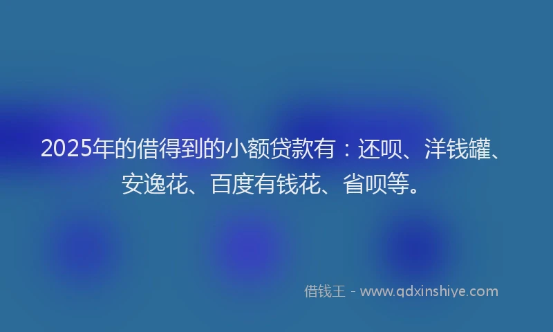 2025年的借得到的小额贷款有：还呗、洋钱罐、安逸花、百度有钱花、省呗等。