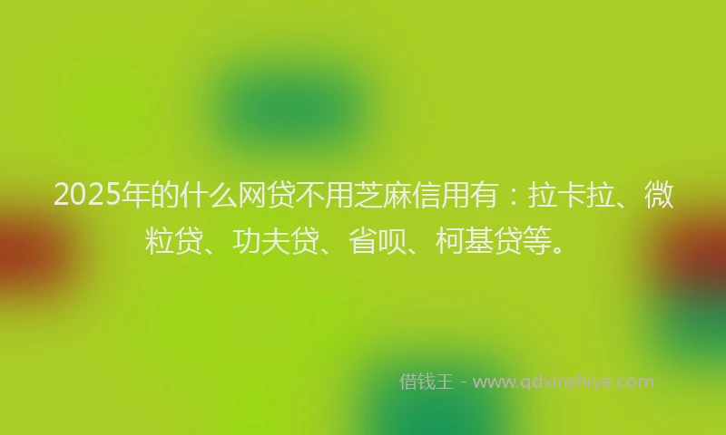 2025年的什么网贷不用芝麻信用有：拉卡拉、微粒贷、功夫贷、省呗、柯基贷等。