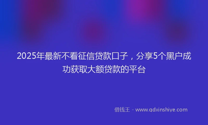 2025年最新不看征信贷款口子，分享5个黑户成功获取大额贷款的平台