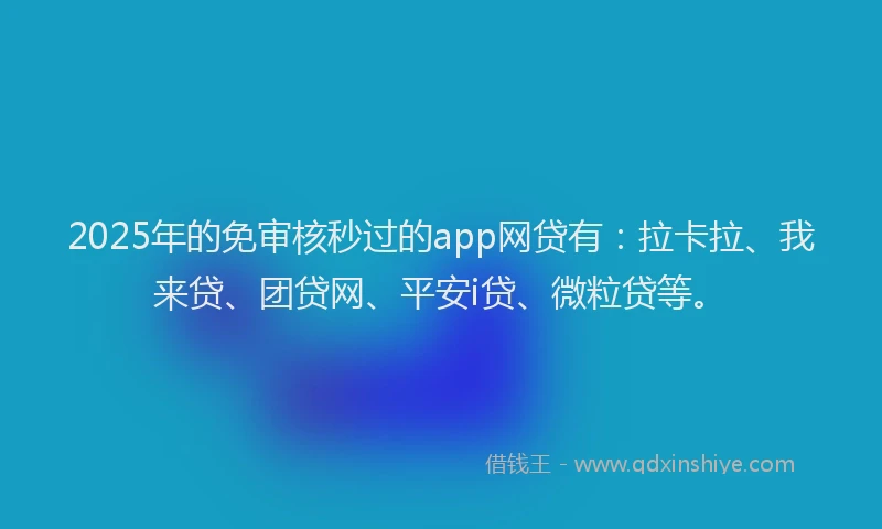 2025年的免审核秒过的app网贷有：拉卡拉、我来贷、团贷网、平安i贷、微粒贷等。