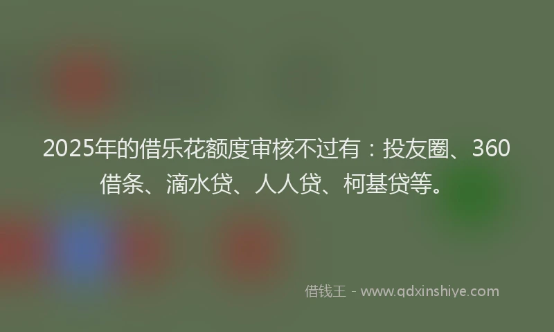 2025年的借乐花额度审核不过有：投友圈、360借条、滴水贷、人人贷、柯基贷等。