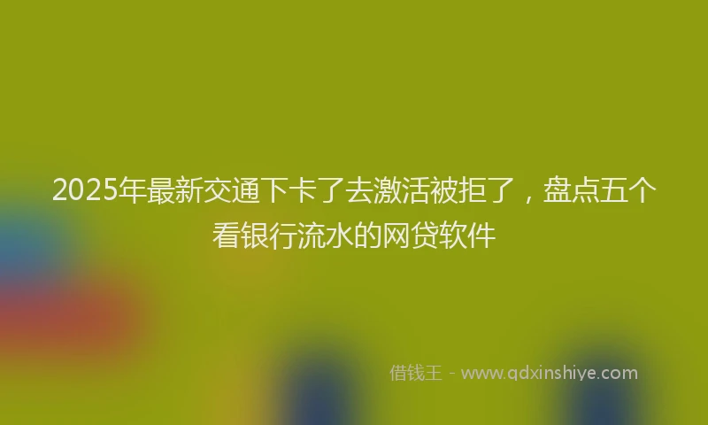2025年最新交通下卡了去激活被拒了，盘点五个看银行流水的网贷软件