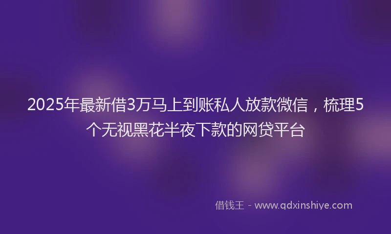 2025年最新借3万马上到账私人放款微信，梳理5个无视黑花半夜下款的网贷平台