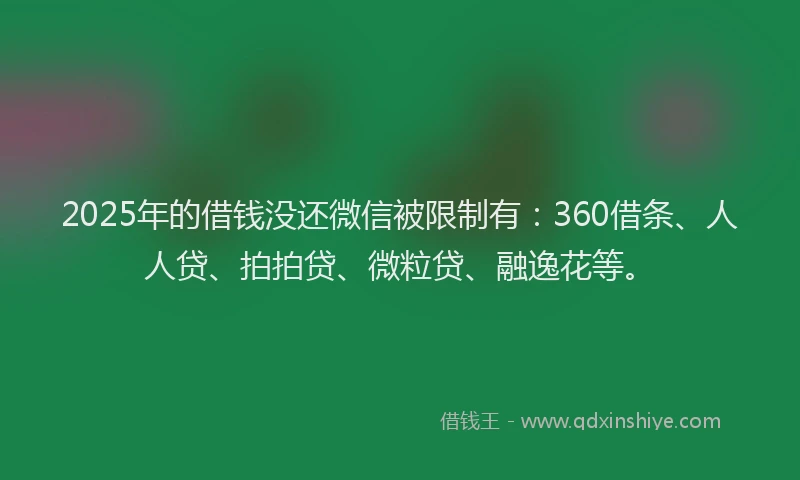 2025年的借钱没还微信被限制有：360借条、人人贷、拍拍贷、微粒贷、融逸花等。
