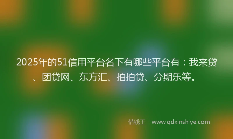 2025年的51信用平台名下有哪些平台有：我来贷、团贷网、东方汇、拍拍贷、分期乐等。