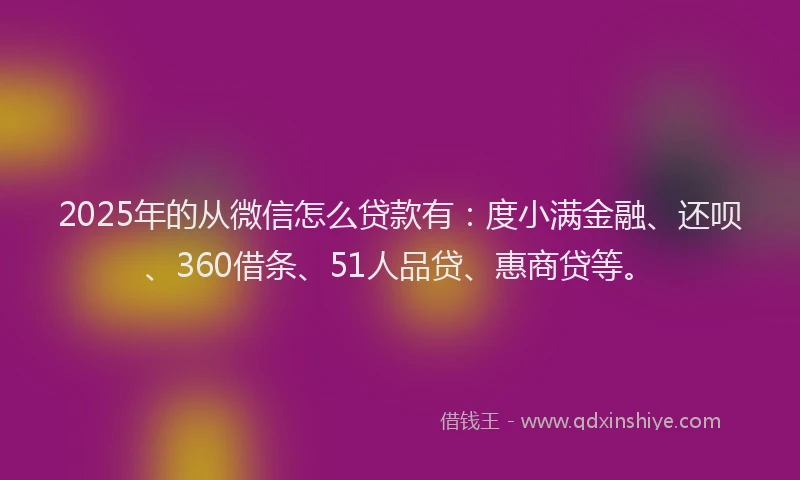 2025年的从微信怎么贷款有：度小满金融、还呗、360借条、51人品贷、惠商贷等。