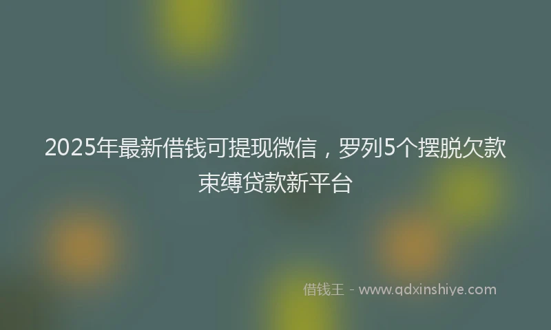 2025年最新借钱可提现微信，罗列5个摆脱欠款束缚贷款新平台
