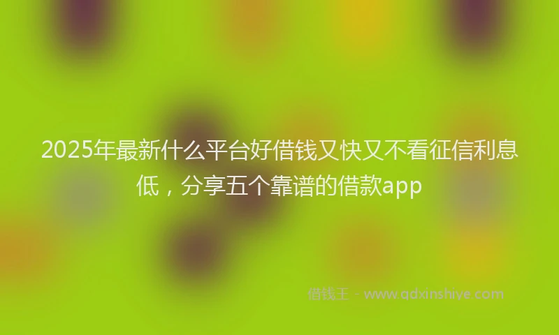 2025年最新什么平台好借钱又快又不看征信利息低，分享五个靠谱的借款app
