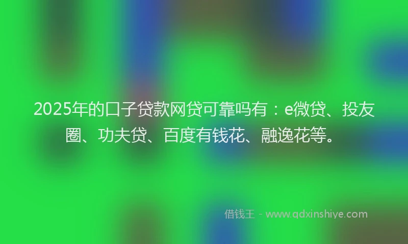 2025年的口子贷款网贷可靠吗有：e微贷、投友圈、功夫贷、百度有钱花、融逸花等。