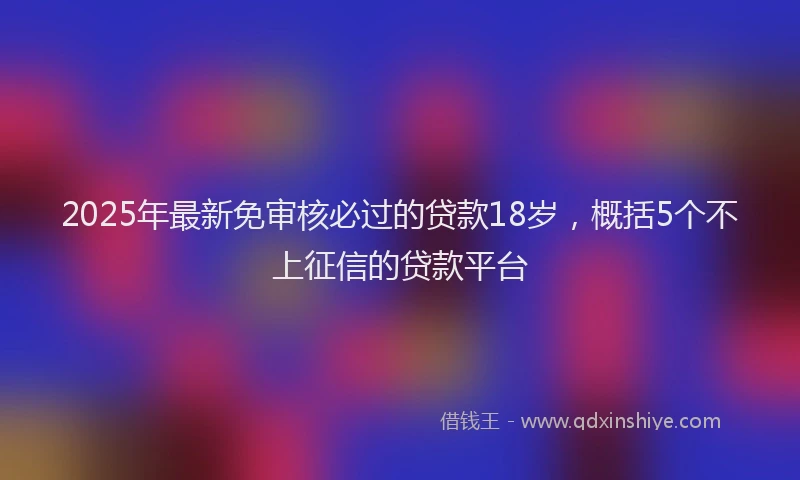 2025年最新免审核必过的贷款18岁，概括5个不上征信的贷款平台