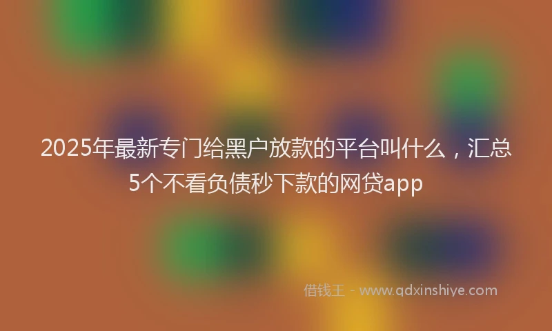 2025年最新专门给黑户放款的平台叫什么，汇总5个不看负债秒下款的网贷app