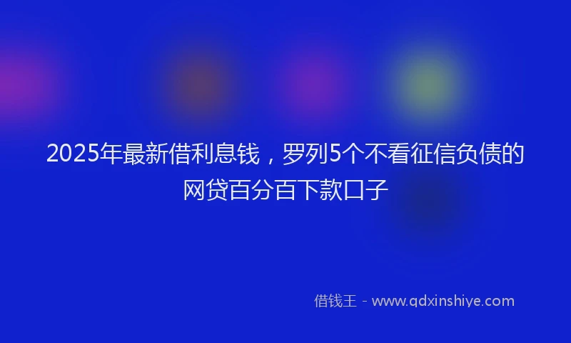 2025年最新借利息钱，罗列5个不看征信负债的网贷百分百下款口子