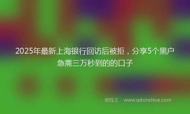 2025年最新上海银行回访后被拒，分享5个黑户急需三万秒到的的口子