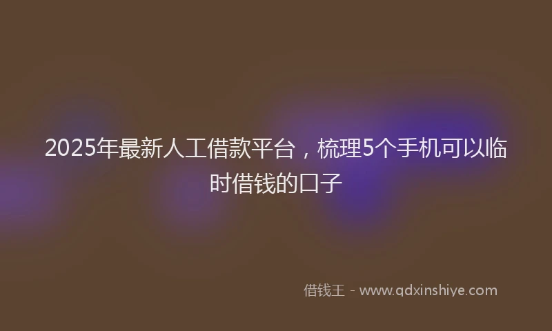 2025年最新人工借款平台，梳理5个手机可以临时借钱的口子