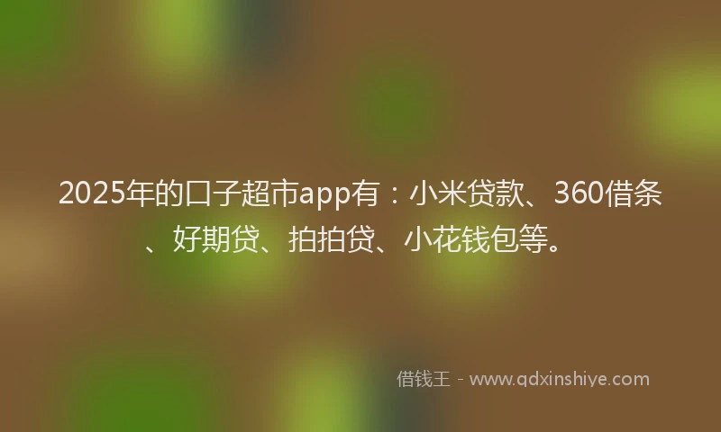 2025年的口子超市app有：小米贷款、360借条、好期贷、拍拍贷、小花钱包等。