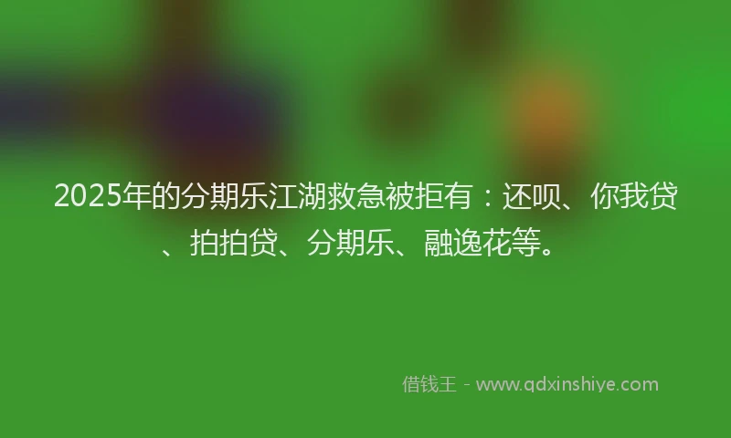 2025年的分期乐江湖救急被拒有：还呗、你我贷、拍拍贷、分期乐、融逸花等。