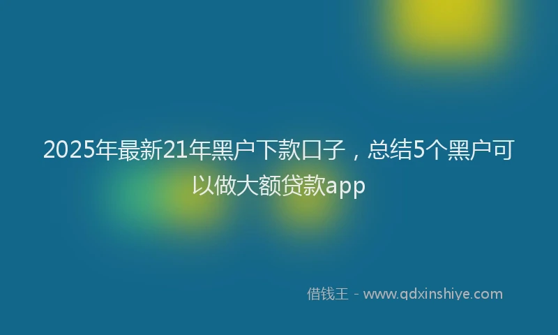 2025年最新21年黑户下款口子，总结5个黑户可以做大额贷款app