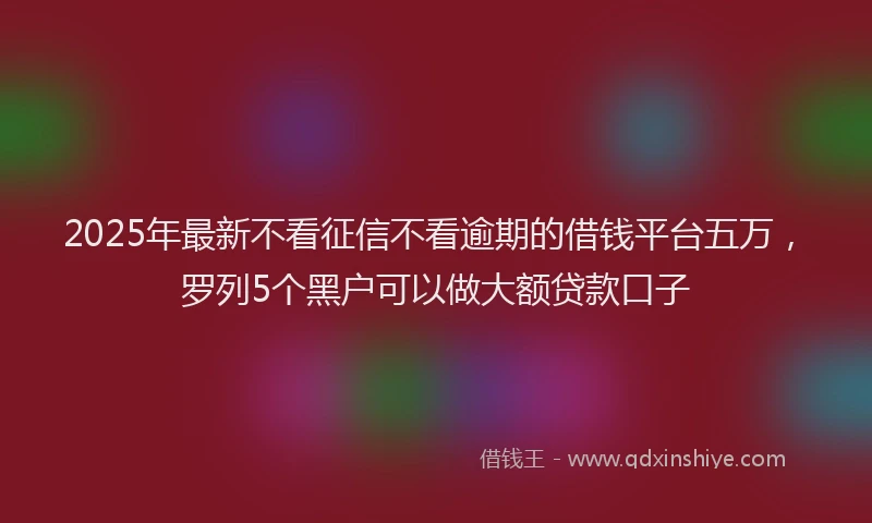 2025年最新不看征信不看逾期的借钱平台五万，罗列5个黑户可以做大额贷款口子