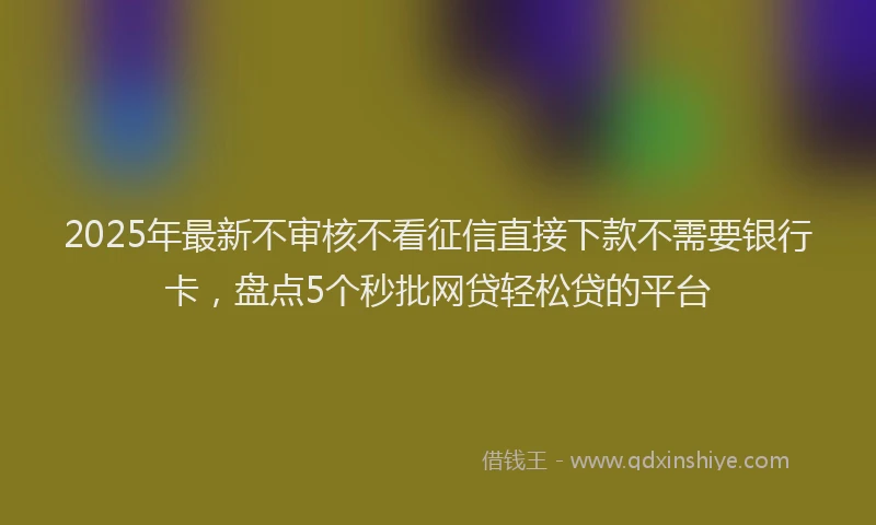 2025年最新不审核不看征信直接下款不需要银行卡，盘点5个秒批网贷轻松贷的平台