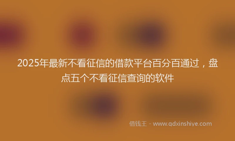 2025年最新不看征信的借款平台百分百通过，盘点五个不看征信查询的软件