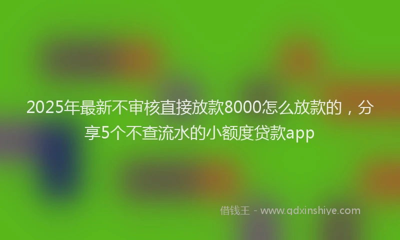 2025年最新不审核直接放款8000怎么放款的，分享5个不查流水的小额度贷款app