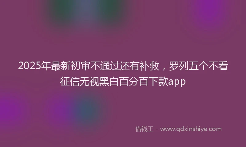2025年最新初审不通过还有补救，罗列五个不看征信无视黑白百分百下款app