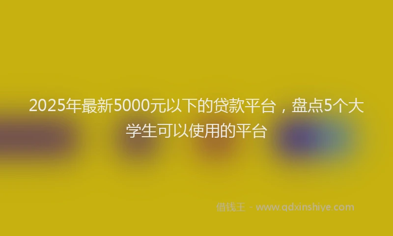 2025年最新5000元以下的贷款平台，盘点5个大学生可以使用的平台
