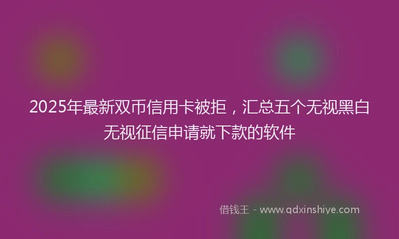 2025年最新双币信用卡被拒，汇总五个无视黑白无视征信申请就下款的软件