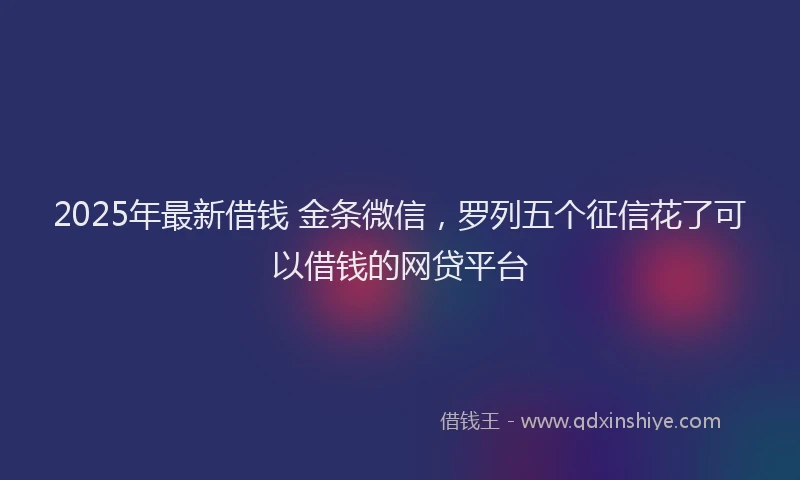 2025年最新借钱 金条微信，罗列五个征信花了可以借钱的网贷平台