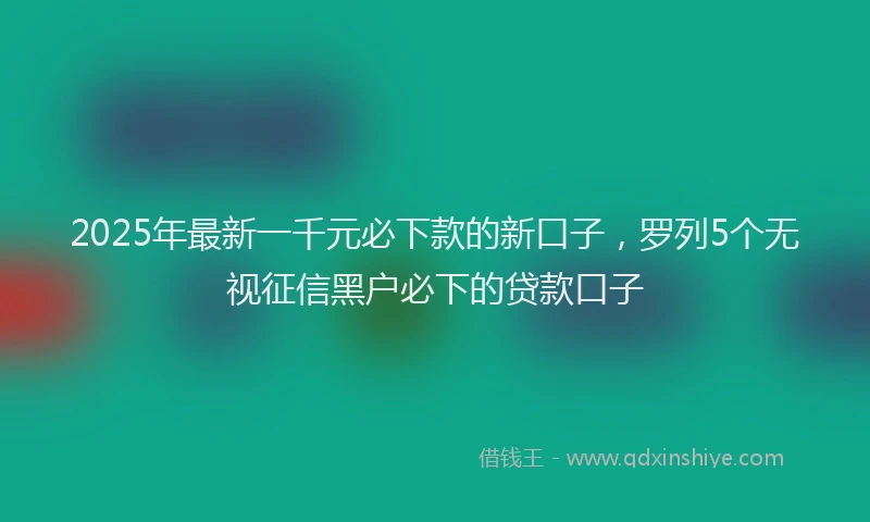2025年最新一千元必下款的新口子，罗列5个无视征信黑户必下的贷款口子