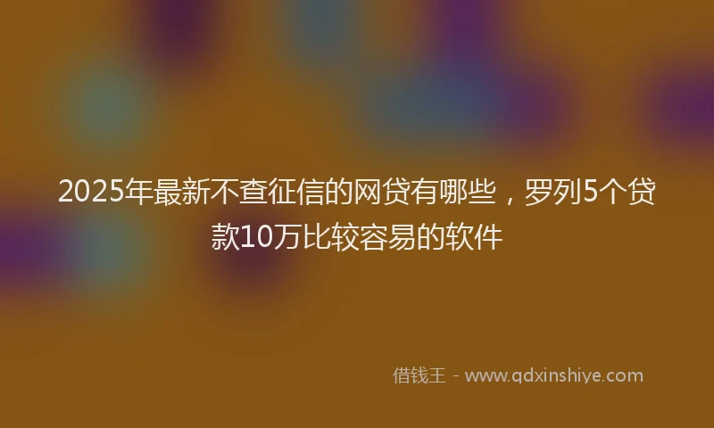 2025年最新不查征信的网贷有哪些，罗列5个贷款10万比较容易的软件