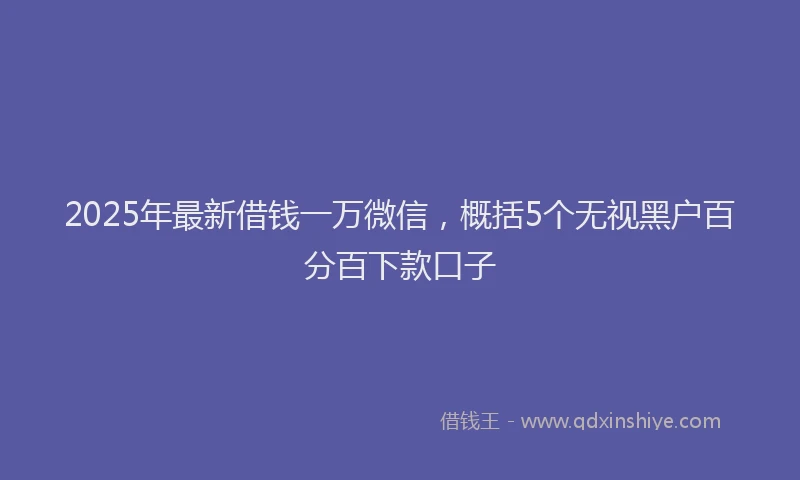 2025年最新借钱一万微信，概括5个无视黑户百分百下款口子