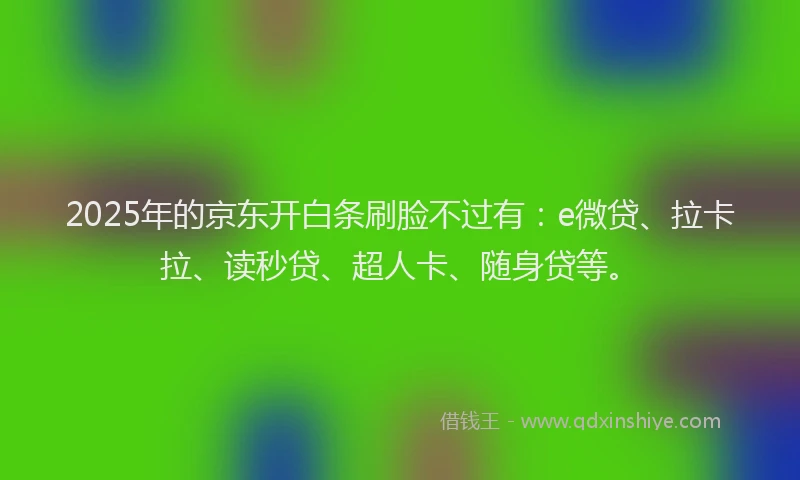 2025年的京东开白条刷脸不过有：e微贷、拉卡拉、读秒贷、超人卡、随身贷等。