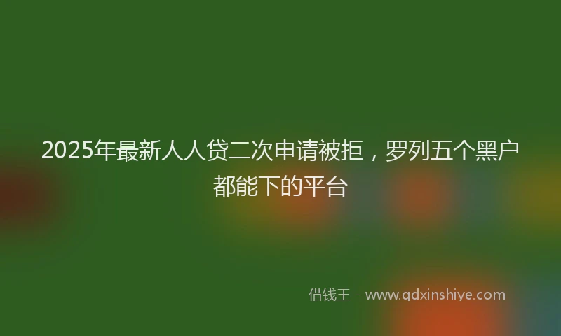 2025年最新人人贷二次申请被拒，罗列五个黑户都能下的平台