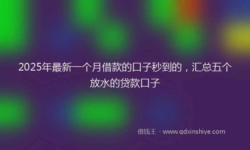2025年最新一个月借款的口子秒到的，汇总五个放水的贷款口子