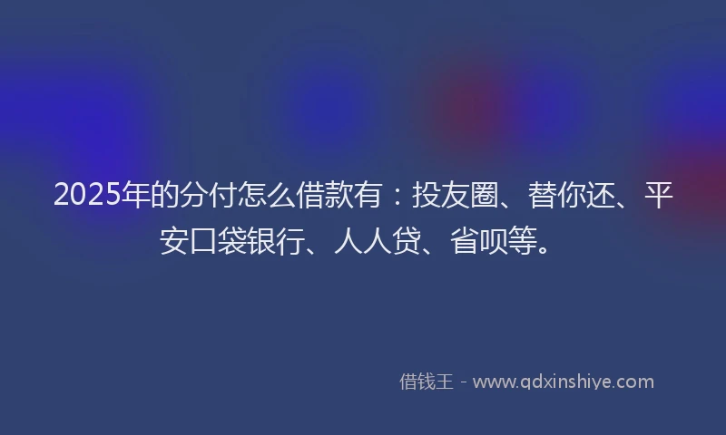 2025年的分付怎么借款有：投友圈、替你还、平安口袋银行、人人贷、省呗等。
