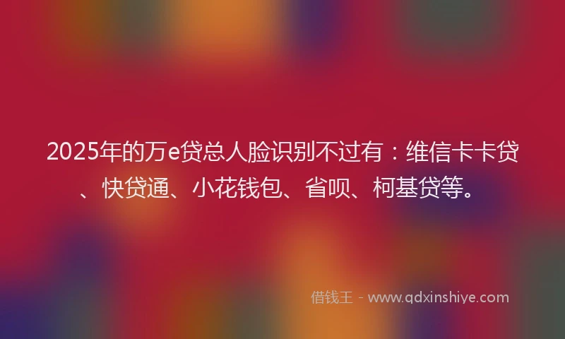 2025年的万e贷总人脸识别不过有：维信卡卡贷、快贷通、小花钱包、省呗、柯基贷等。