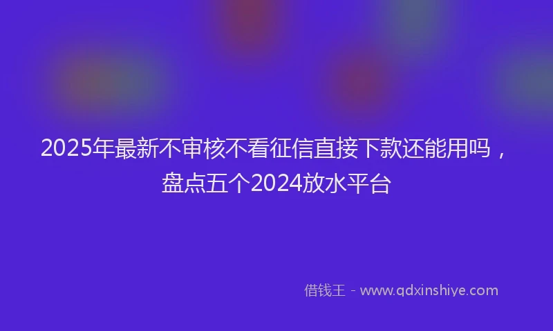 2025年最新不审核不看征信直接下款还能用吗，盘点五个2024放水平台
