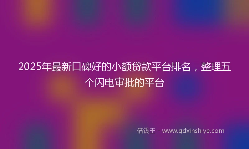 2025年最新口碑好的小额贷款平台排名，整理五个闪电审批的平台