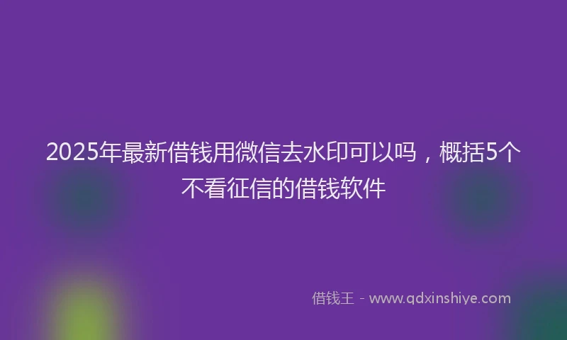 2025年最新借钱用微信去水印可以吗，概括5个不看征信的借钱软件