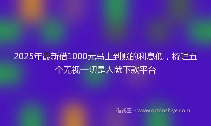 2025年最新借1000元马上到账的利息低，梳理五个无视一切是人就下款平台