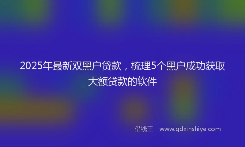 2025年最新双黑户贷款，梳理5个黑户成功获取大额贷款的软件