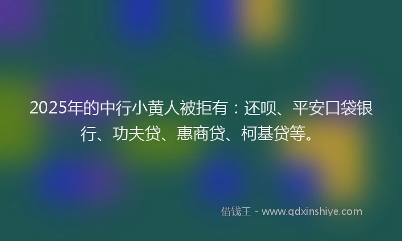 2025年的中行小黄人被拒有：还呗、平安口袋银行、功夫贷、惠商贷、柯基贷等。