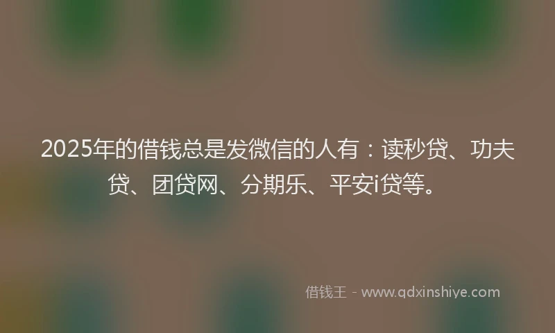 2025年的借钱总是发微信的人有：读秒贷、功夫贷、团贷网、分期乐、平安i贷等。