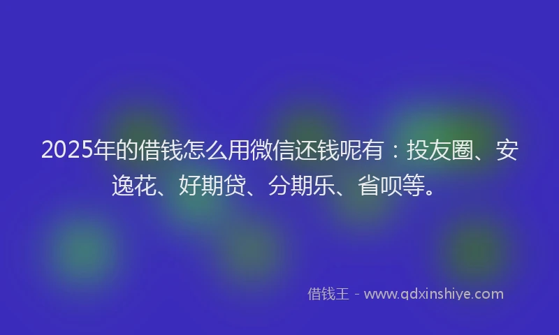 2025年的借钱怎么用微信还钱呢有：投友圈、安逸花、好期贷、分期乐、省呗等。